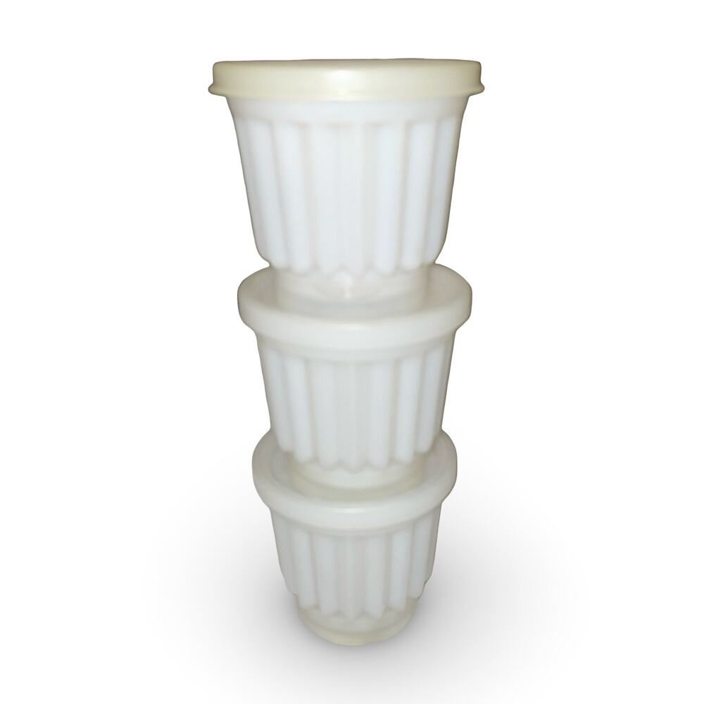 Tupperware Jel-ette Mini Molds Set 3 White 297 Individual Jello Desert Cups VTG - Picture 4 of 9